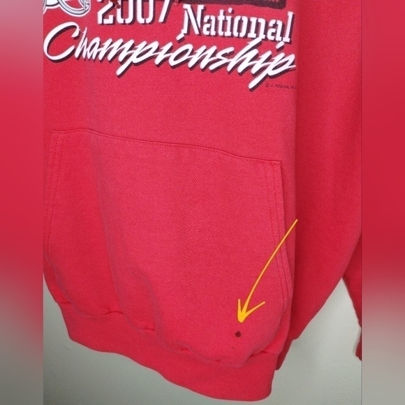 OHIO State Buckeyes Adult Large Hoodie Pullover Sweatshirt 2007 Champs Red Hanes - Picture 4 of 7